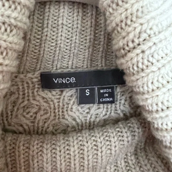 Vince Women's 50/50 Wool and Yak Cable Knit Turtleneck Sweater - Oatmeal, Small - Picture 4 of 7